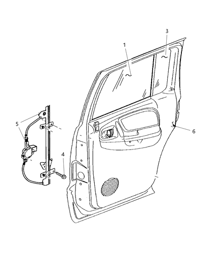 1995 Dodge Caravan Channel Door Glass Diagram for 55256473AB