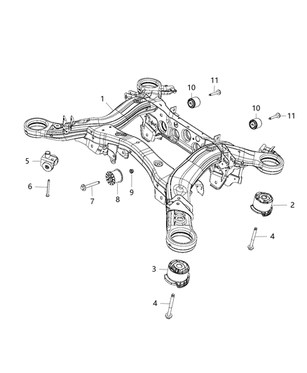 2019 Jeep Wrangler Cradle Rear Suspension Diagram for 52124640AK