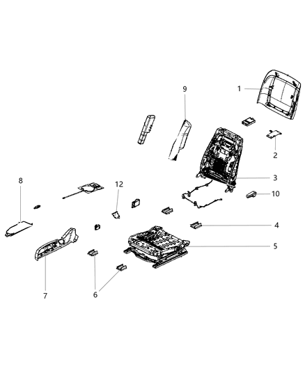 1997 Dodge B2500 Panel Front Seat Back Diagram for 1UY02DX9AA