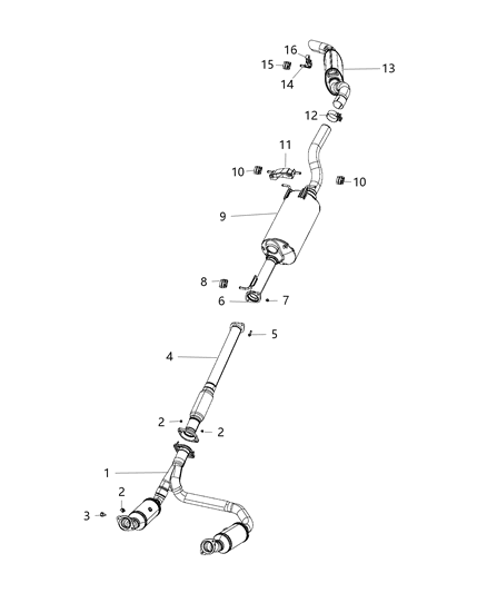 Tailpipe Exhaust Diagram for 68268198AE