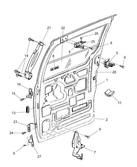2006 Dodge Charger Striker Assembly, Sliding Door To Door Inner Catch Diagram for 4675872