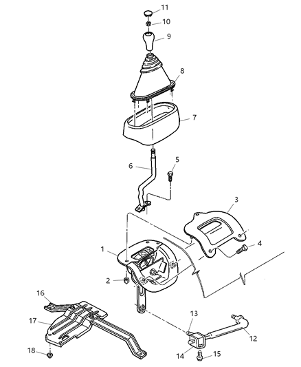 1994 Chrysler Concorde Swivel Gearshift Control Rod Diagram for 3467790