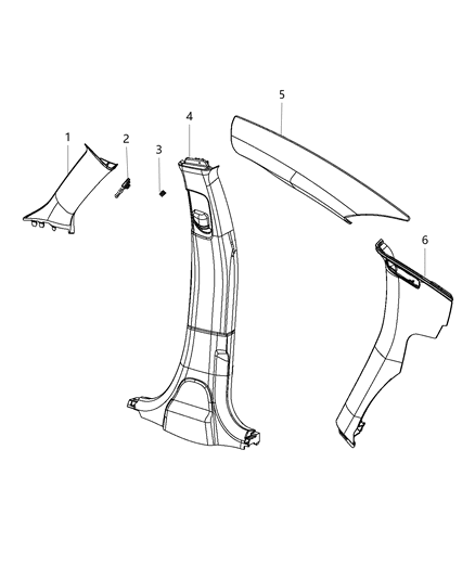 Panel C Pillar Inner Lower, Includes Clips Diagram for 1KL75DX9AC