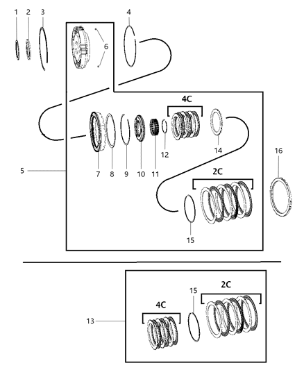 2007 Jeep Patriot Clutch Package Automatic Transmission 2/4 Diagram for 68029380AA