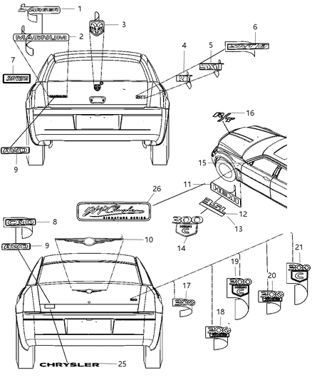 Nameplate [W P Chrysler Signature Series] Diagram for 55370001AA