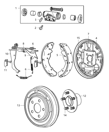 Spring Kit Brake Shoe Return Diagram for 5191308AB