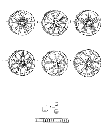 2017 Dodge Durango Wheel Aluminum Diagram for 1XC16DD5AA