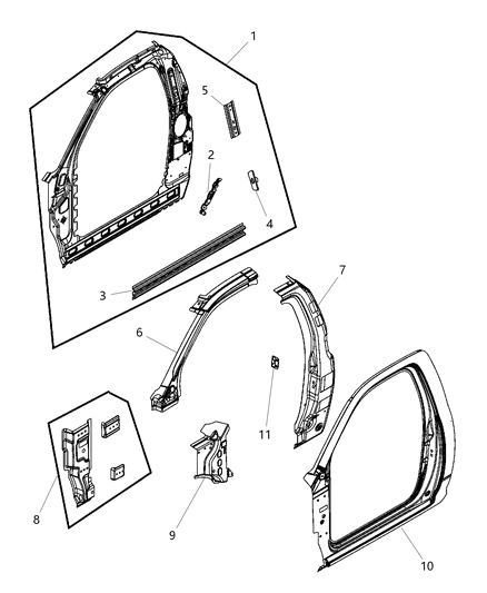 2017 Ram 1500 Reinforcement B - Pillar Diagram for 68145002AD