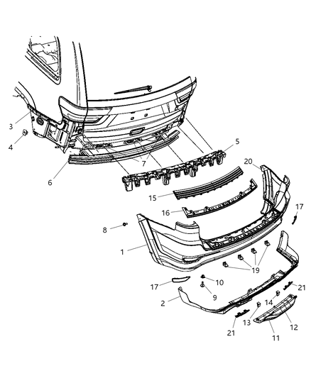 Bracket Rear Bumper Diagram for 55079223AF