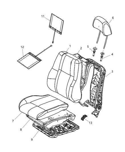 1995 Jeep Grand Cherokee Frame Front Seat Back Diagram for 5136182AA