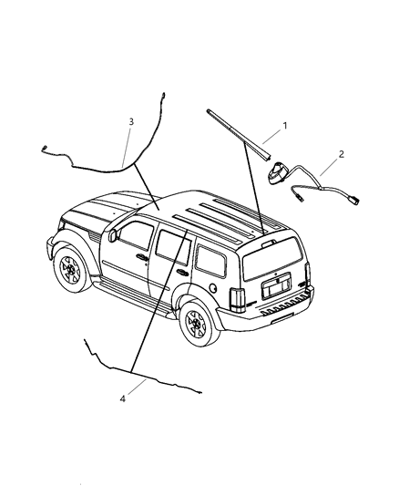 2011 Dodge Nitro Antenna Base Cable And Bracket Diagram for 5064771AB