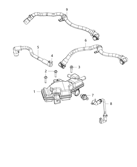 Separator Engine Oil Including PCV Valve Diagram for 4892931AB
