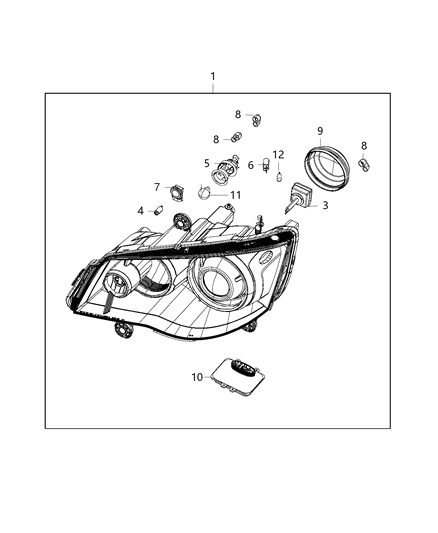 Lamp Headlamp Parking And Turn Diagram for 5113339AG