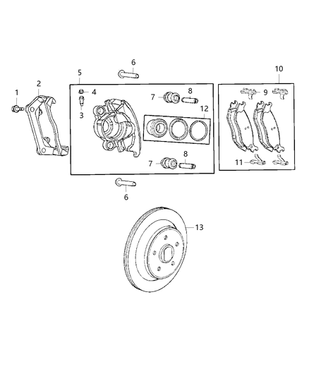 Caliper Assembly Disc Brake Rear Diagram for 5179881AC
