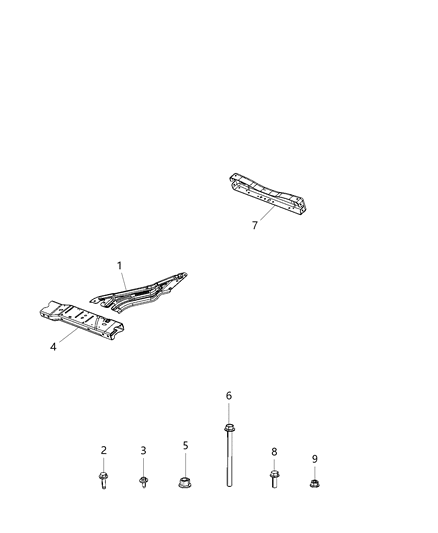 1987 Dodge Shadow Skid Plate Transfer Case Crossmember Diagram for 52121599AA