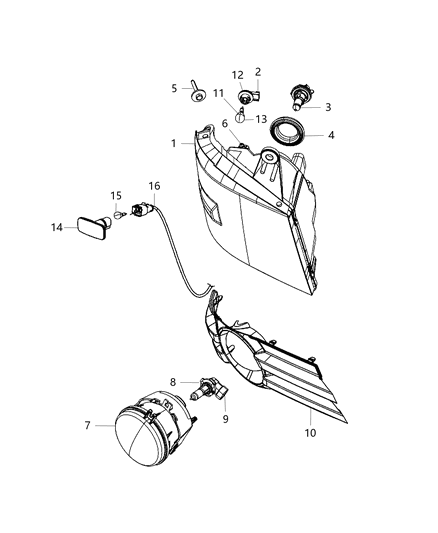 1985 Dodge Colt Lamp Headlamp Parking And Turn Diagram for 5113338AF