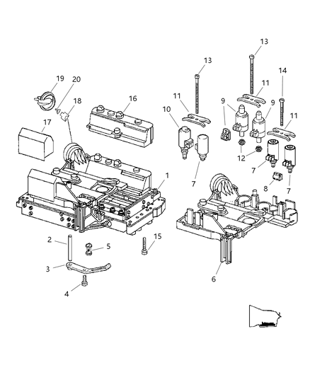 Solenoid Transmission Shift On/Off Diagram for 5189057AA