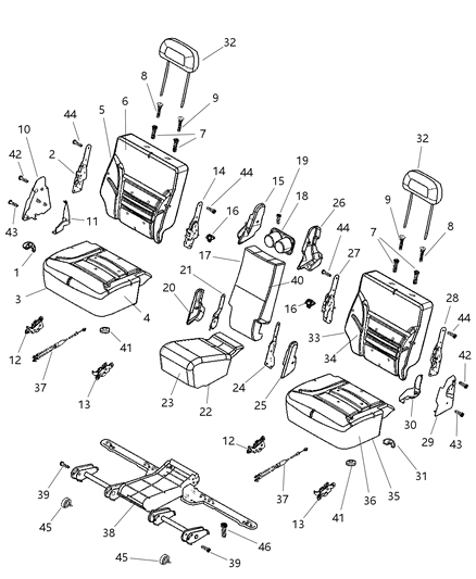 Latch Seat Right Diagram for 5093474AA