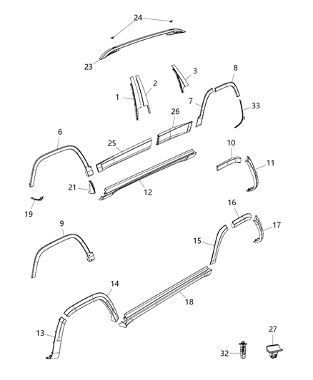Molding Wheel Flare Front Fender Diagram for 5ZQ38PWQAA