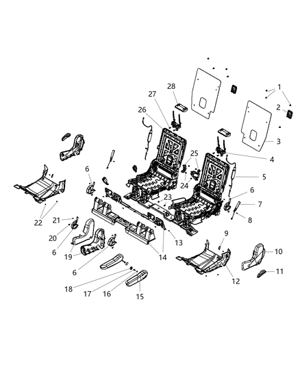 2005 Dodge Caravan Frame Assembly Seat 2ND Row Diagram for 68143018AB