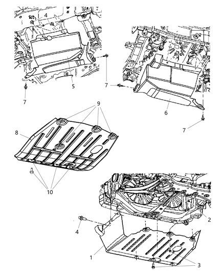 Belly Pan Front Diagram for 68088781AA