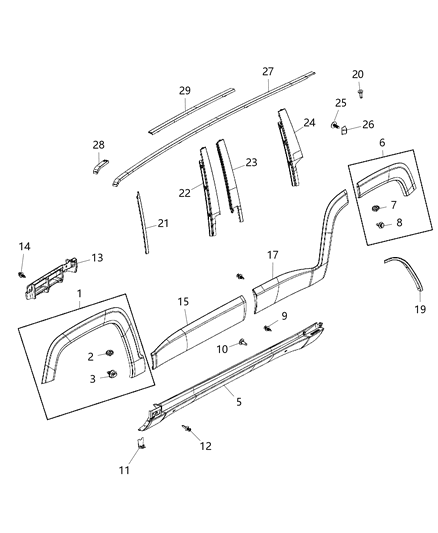 2007 Jeep Compass Screw Pan Head Pillar Applique To Door Diagram for 6107135AA
