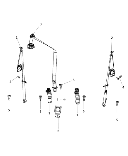 2014 Jeep Compass Seat Belt Rear Outer Diagram for 1GE74XDVAB