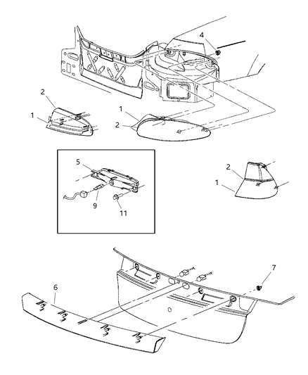 2011 Ram Dakota Lamp Tail Stop Turn Diagram for 4780053AI