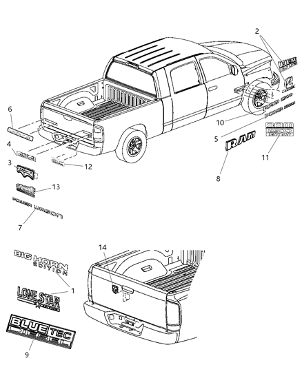 1990 Chrysler Imperial Nameplate Ram 2500 Door Diagram for 55372616AA