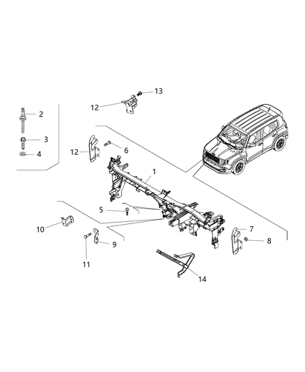 2018 Jeep Compass Screw Dashboard To Crossmember Diagram for 6509706AA