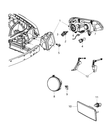 Headlamp Diagram for 68042151AC