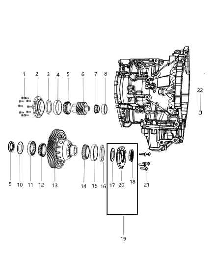 2016 Dodge Charger Cone Bearing Tapered Roller Right Differential Bearing Diagram for 5078693AA