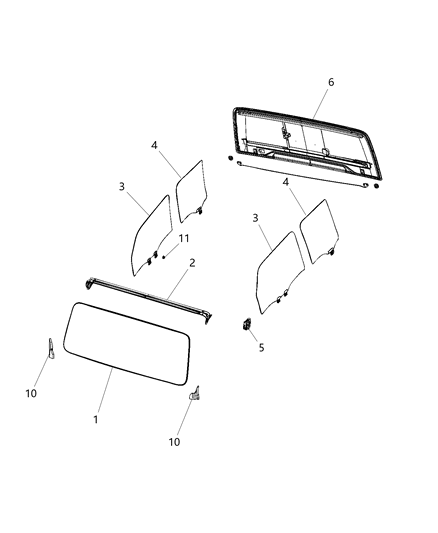 Glass Backlite Sliding Assembly Diagram for 68365834AB