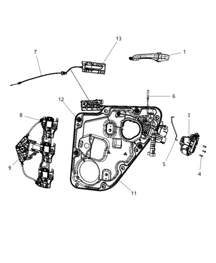 2004 Dodge Caravan Panel Carrier Plate Rear Door Diagram for 68092213AA
