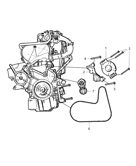 2004 Dodge Grand Caravan Belt Alternator And A/C Compressor Diagram for 4861733AA