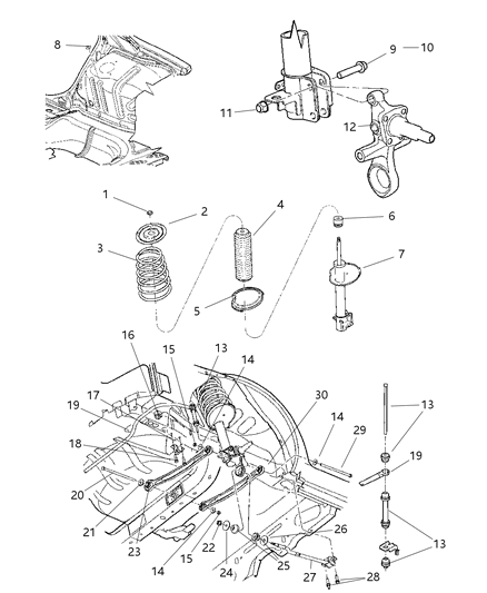 Strut Rear Suspension Diagram for 5290740AA