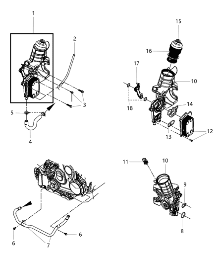 2024 Jeep Grand Wagoneer L Filter/Cooler Assembly Oil Diagram for 68027604AA