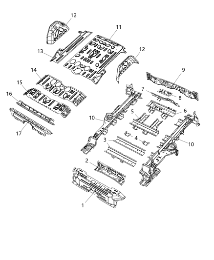 1988 Jeep Comanche Crossmember Floor Pan Diagram for 68322686AA