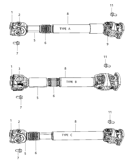 Yoke Drive Shaft Diagram for 68067347AA