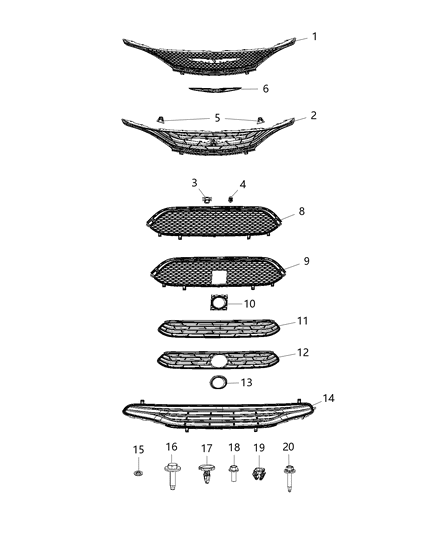 Grille Radiator Diagram for 68243485AB