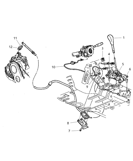 Cable Gearshift Control Diagram for 5274750AE