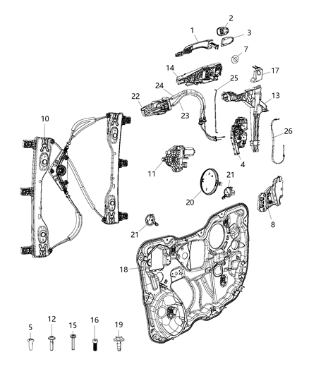 Regulator Front Door Window Diagram for 68227254AA