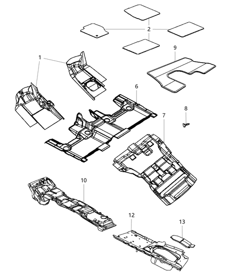 2008 Dodge Challenger Cover Load Floor 1ST Row, Under Front Seat Diagram for 5108283AG