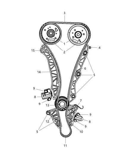 1999 Dodge Durango Tensioner Chain Diagram for 4884876AA