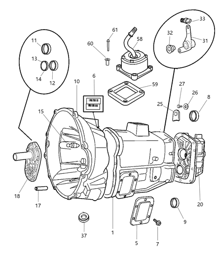 1997 Chrysler Concorde Bearing Cup Output Shaft Diagram for 5003584AA