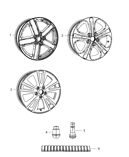 2004 Dodge Caravan Wheel Aluminum Diagram for 1SZ24GSAAA