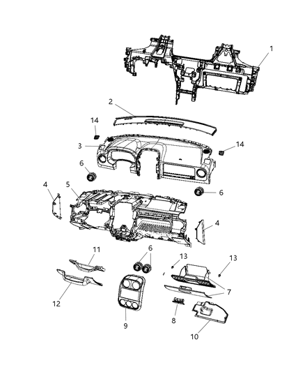 Cover Instrument Panel Diagram for 5LN371DVAB