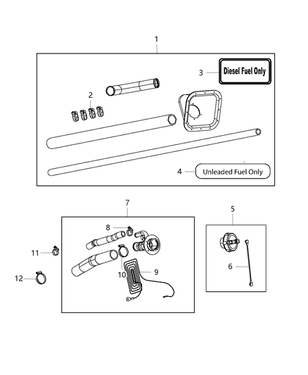 1994 Dodge Stealth Tube Fuel Filler Diagram for 52121693AE