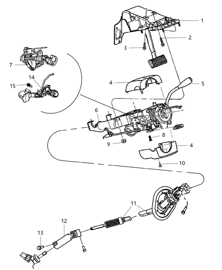 1987 Jeep Cherokee Shaft Steering Column Intermediate Diagram for 55365078AA