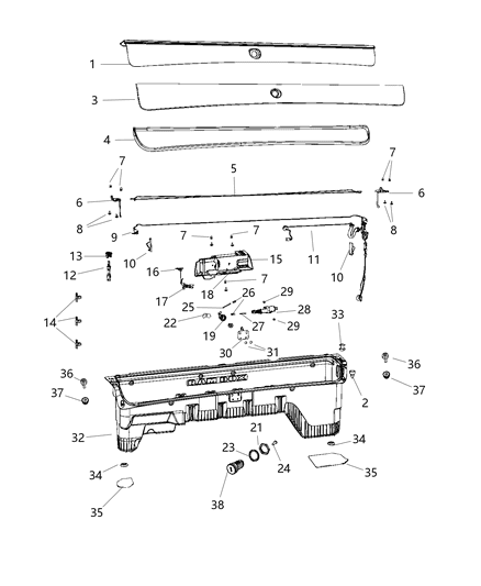 1986 Dodge Ramcharger Storage Box, Rear Driver Side Diagram for 68428854AA